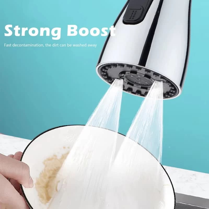 Rubinetto da Cucina Flessibile 3 in 1 con Miscelatore, Spruzzatore Elettroplaccato e Filtro per Acqua, Nero, Sostituibile