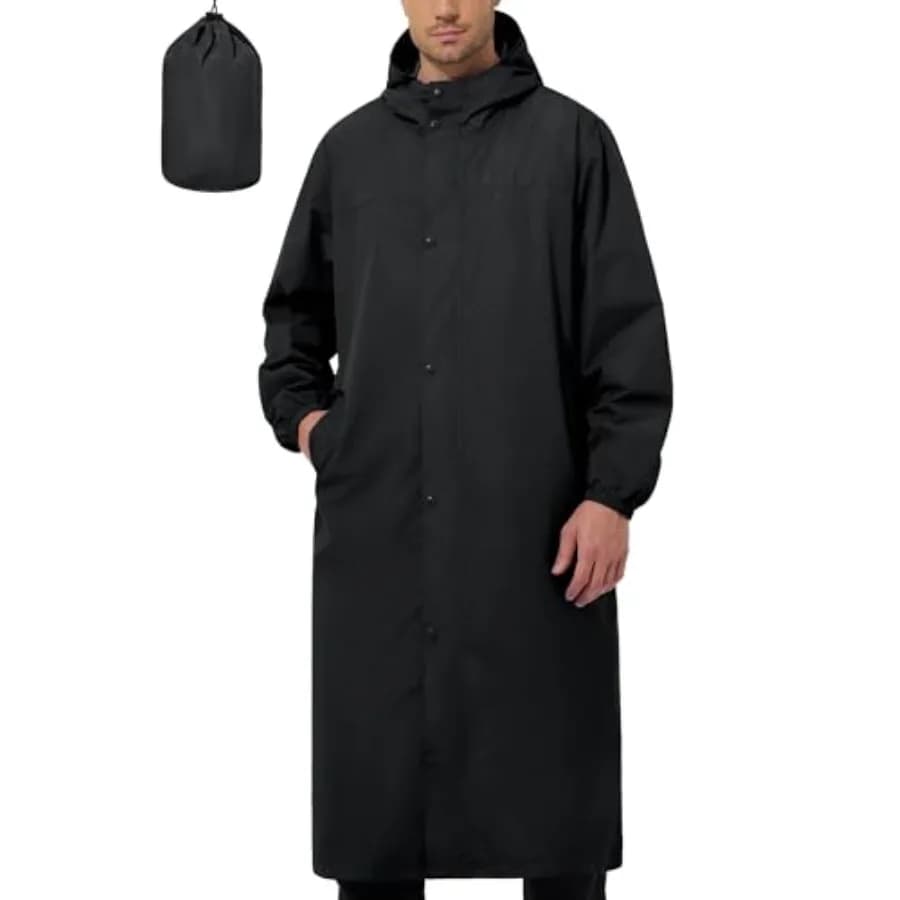 UIQUR Men's Rain Jacket Lightweight Long Raincoat Hood Rain Poncho Waterproof Windbreaker Cycling Running Hiking Packable