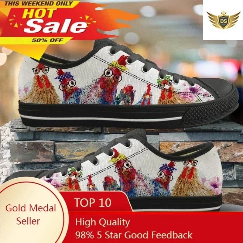 Funny animals gall/gallo print sneakers Vulcanized designer brand cute chicken shoes low casual shoes