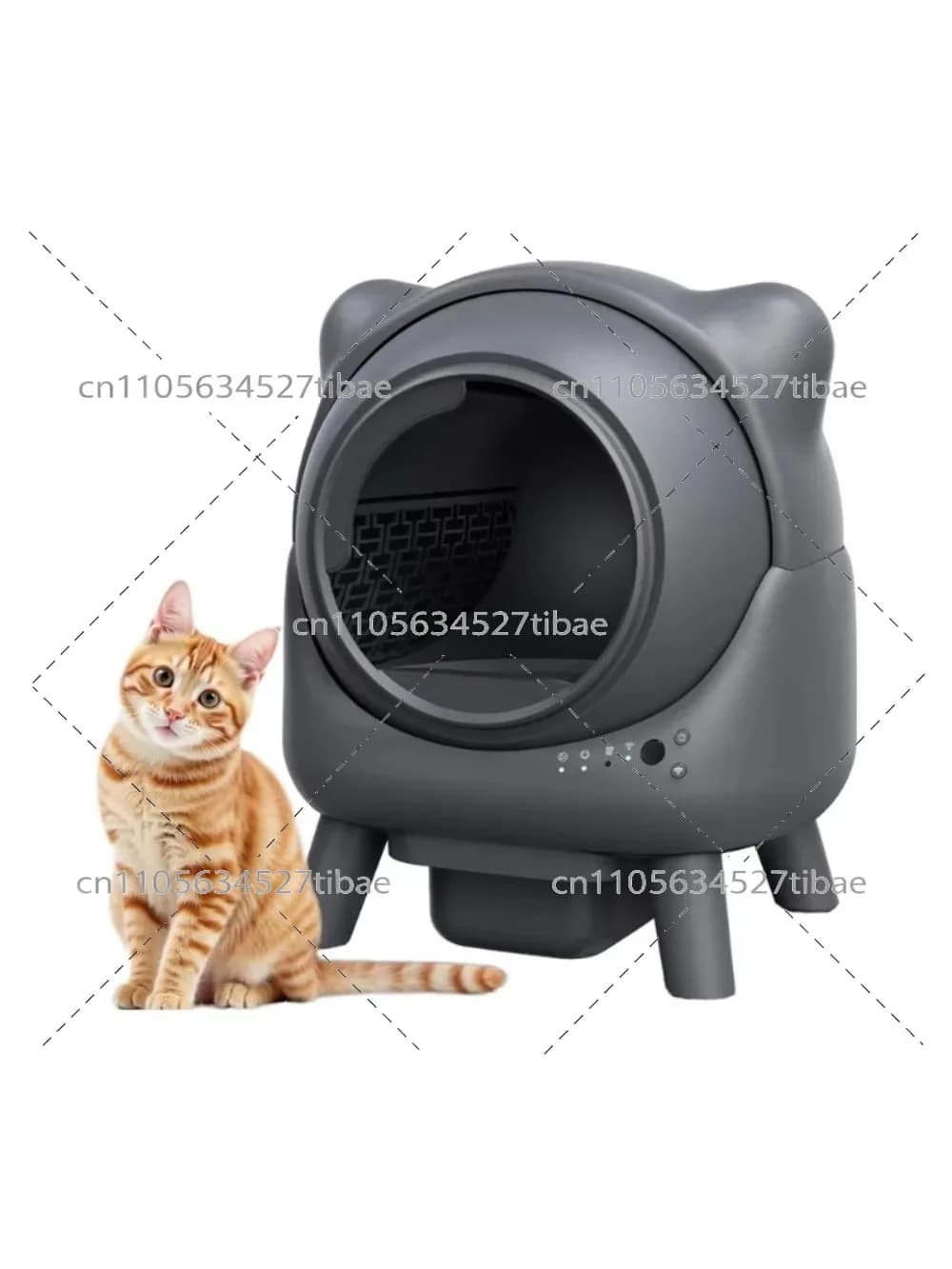 Top Seller 65L Automatic Odor-Control Cat Litter Box Ears Design Self-Cleaning Real-Time APP Monitor Safety Sensors for Plastic