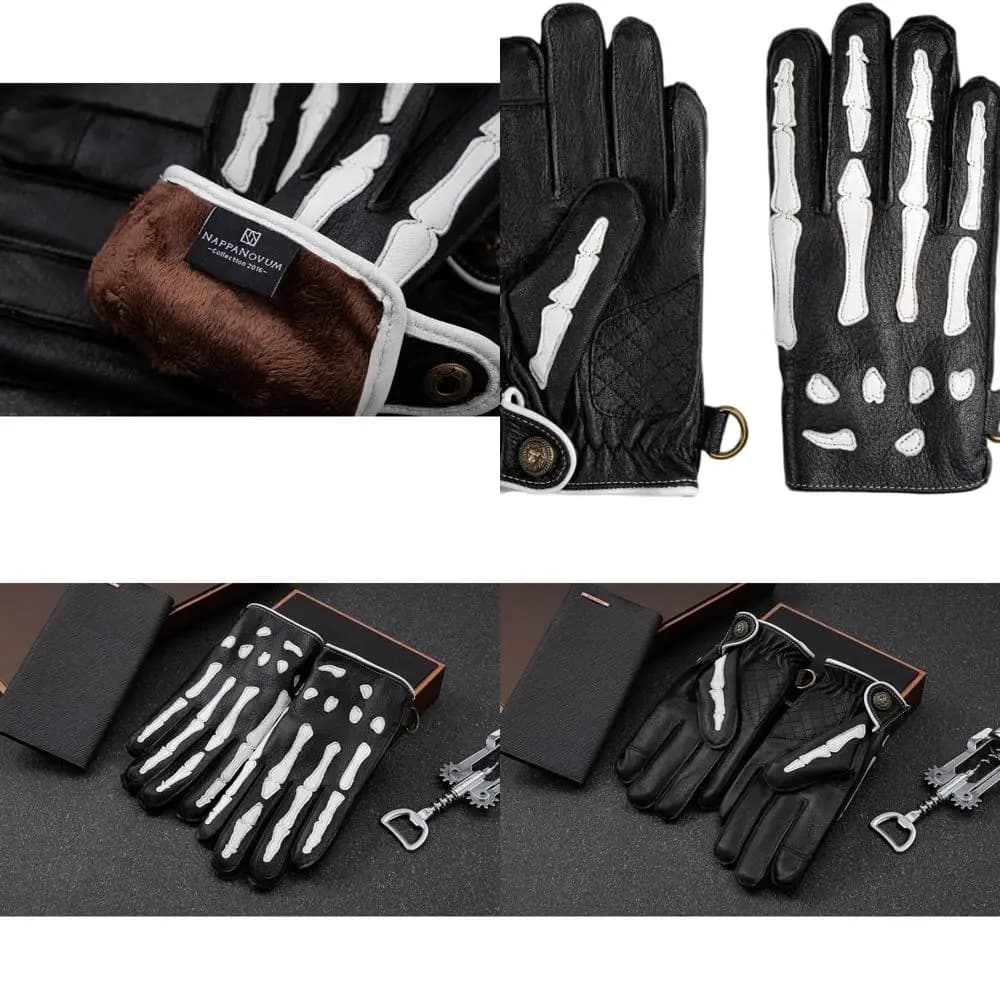 Guanti da moto da uomo in pelle di daino con palmo antiscivolo e fodera calda per la guida invernale e il ciclismo