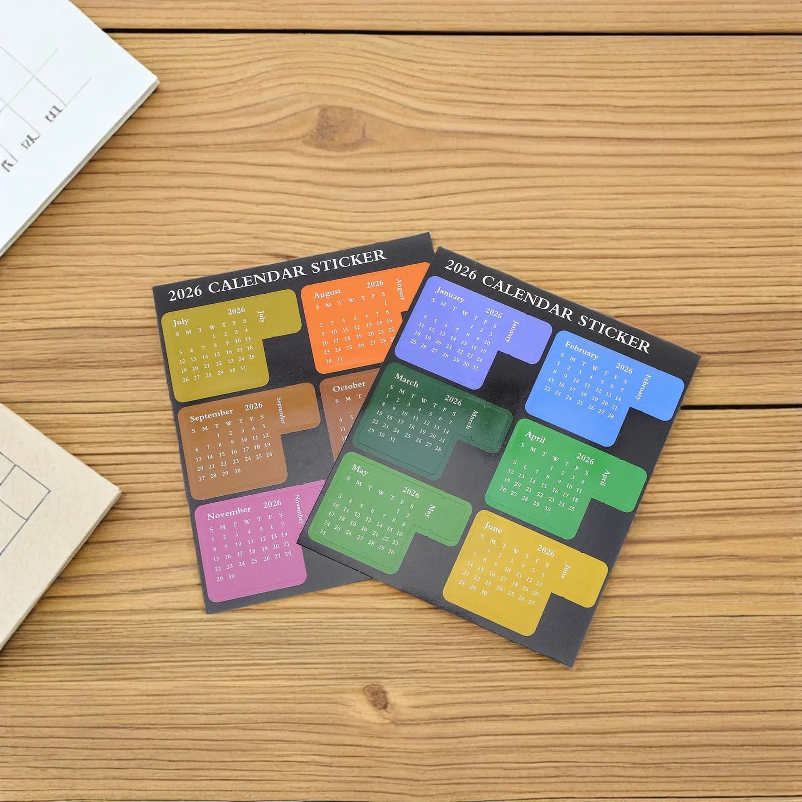 6 Set di Adesivi per Calendario 2026, Indici Mensili Adesivi per Planner, per Diari Fai-da-Te, Quaderni, Scrapbook, Ufficio e Scuola