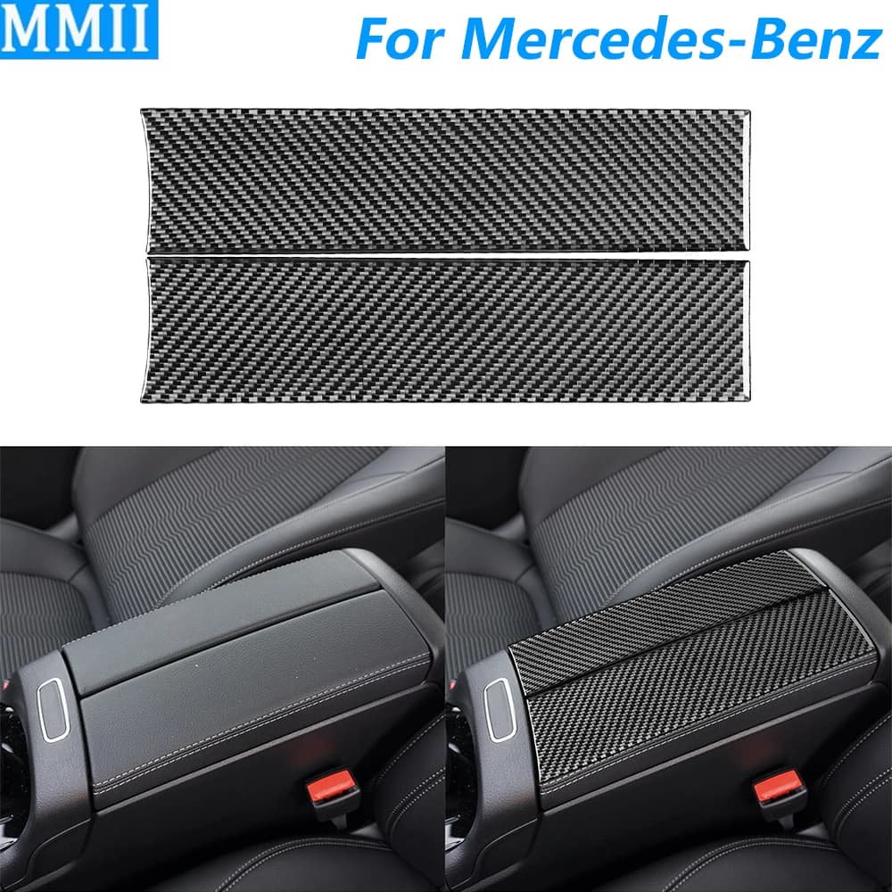 Per Mercedes-Benz Classe B W247 2019-2024, Copertura del Pannello di Stoccaggio del Bracciolo Centrale in Fibra di Carbonio, Accessori Auto, Adesivo Decorativo
