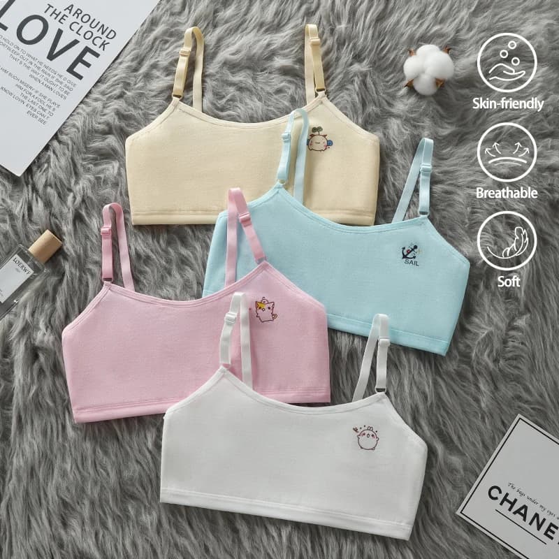Developmental underwear for elementary school students, children's cotton camisoles, tank tops for 8-12 years old, strapless str