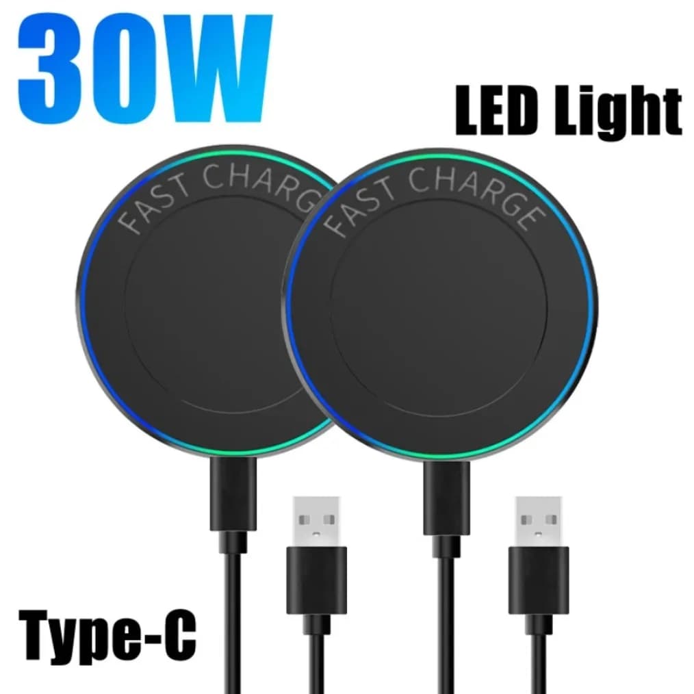VIKEFON Mini Caricabatterie Wireless Pad Caricabatterie con luce a LED Supporto per iPhone 16-12 Samsung S25 Xiaomi AirPos Pro Stazione di ricarica rapida