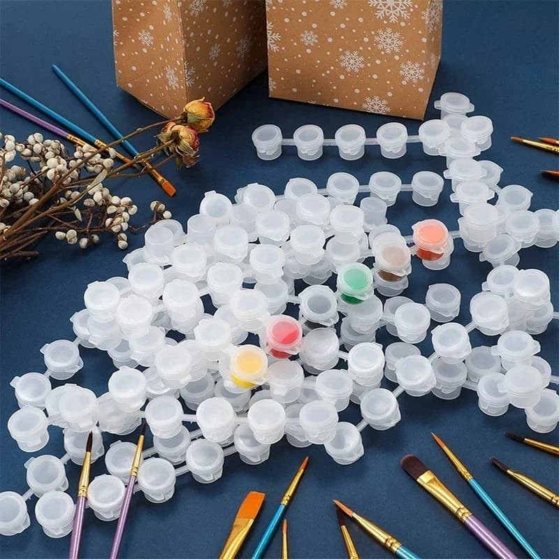 10Strips Empty Paint Pot 3ml 5ml Empty Acrylic Mini Paint Container Strips Storage Container with Lids for Arts and Crafts Paint