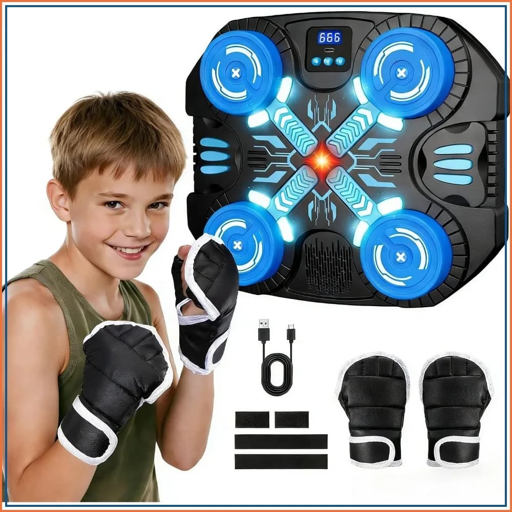 Music Boxing Machine for Kids 4-10, 3 Game Modes, Bluetooth & LED, Safe Punching Toy, Birthday Gift