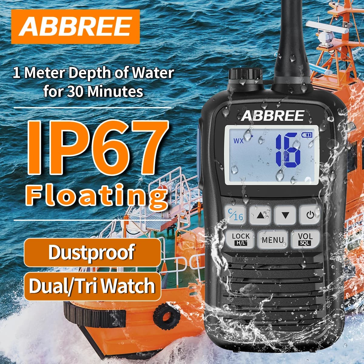 ABBREE AR-25M ricetrasmettitore Radio marino Walkie Talkie IP67 impermeabile VHF palmare galleggiante nave Talk NOAA Radio bidirezionale per barca