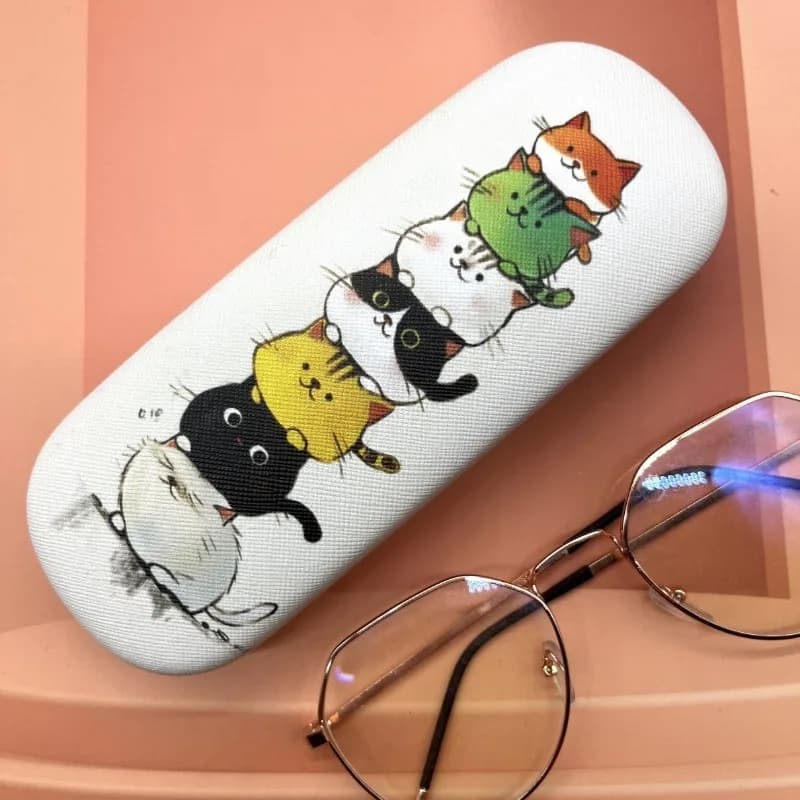 Cute Round-Headed Cat-Themed Contact Glasses Case Stylish and Convenient for Storing Prescription Sunglasses Glasses Storage Box