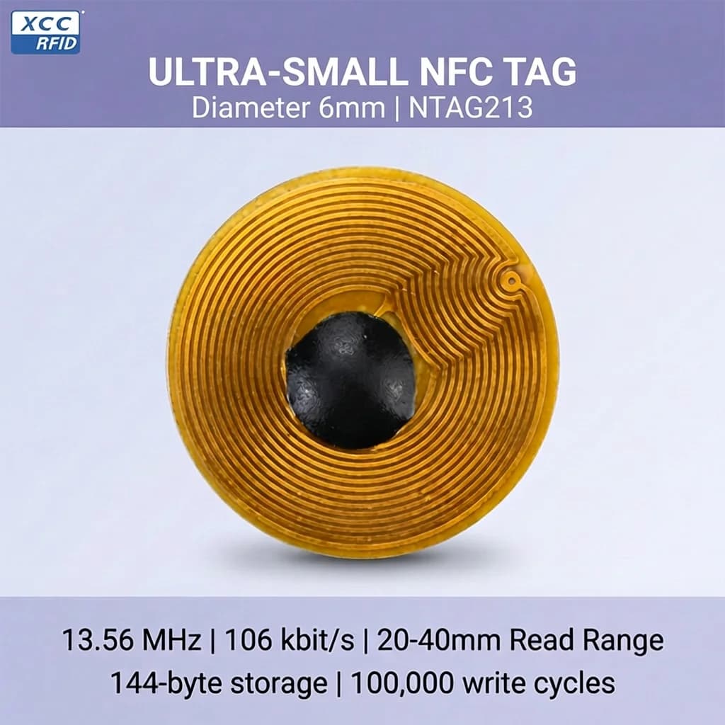 Tag NFC NTAG213 da 6mm 13.56MHz ISO14443A per Inventario, Biglietti da Visita e Integrazione con Dispositivi Smart