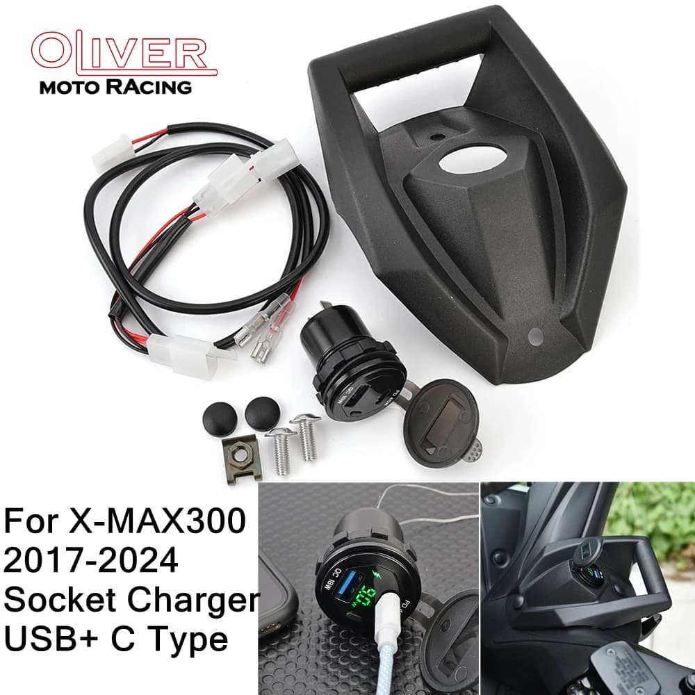 X-MAX300 Staffa di navigazione per telefono GPS per moto Supporto per porta di ricarica USB wireless per Yamaha X-MAX XMAX 300 2017-2024