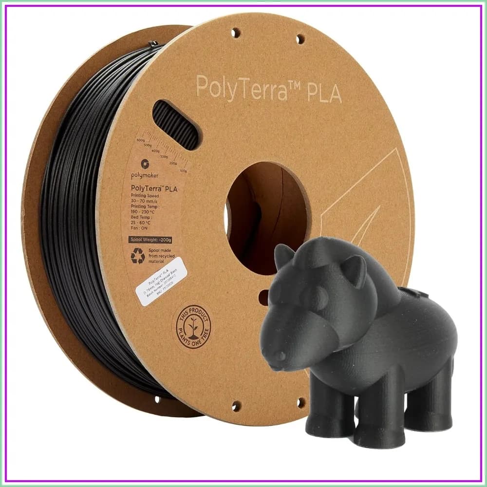 Filamento PLA Opaco 1.75mm 1kg, Nero Carbone - Finitura Liscia Materiale per Stampa 3D