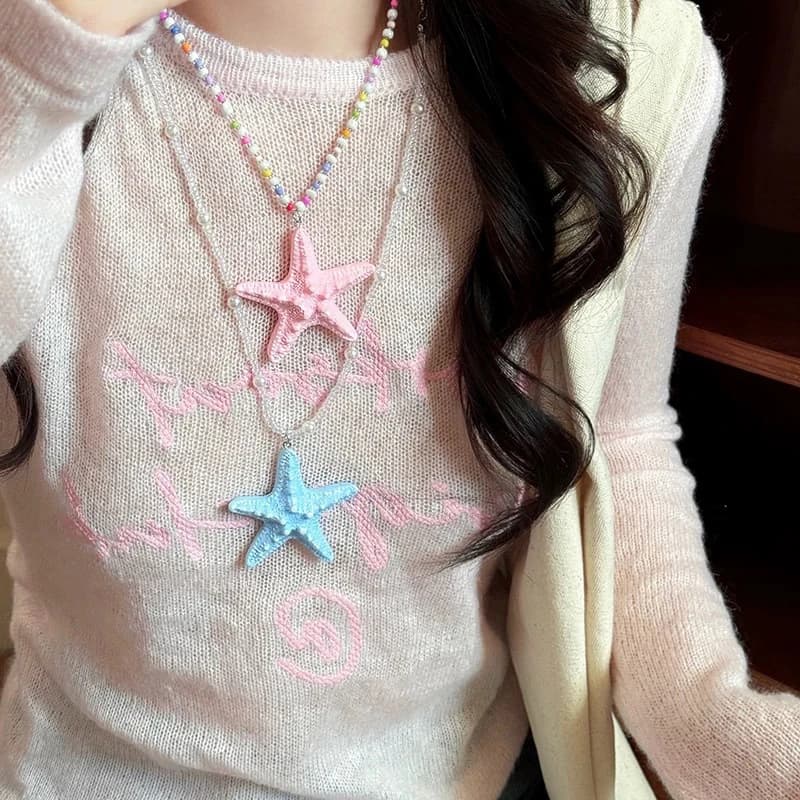 Collana con ciondolo stella Haihai con cordino estivo per donne e ragazze, accessori per gioielli per le vacanze al mare, regali di compleanno