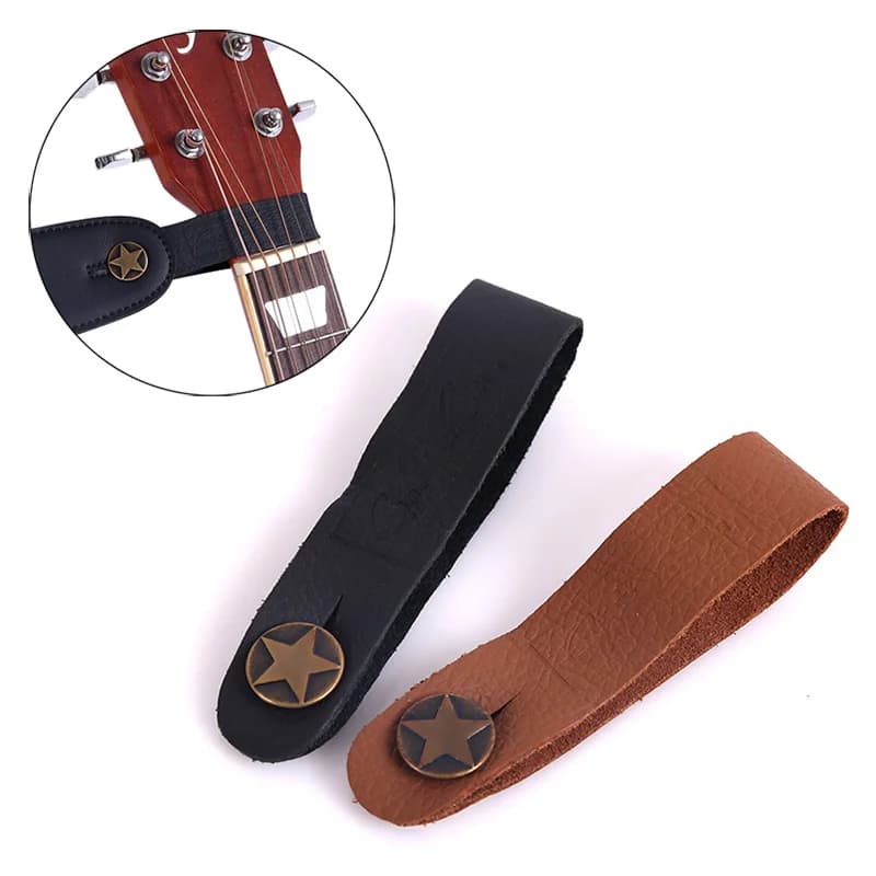 Accessori per chitarra elettrica Tracolla per chitarra Tracolla per chitarra Testa in pelle Supporto per cintura Pulsante Blocco sicuro Ukulele Basso Folk Acustico