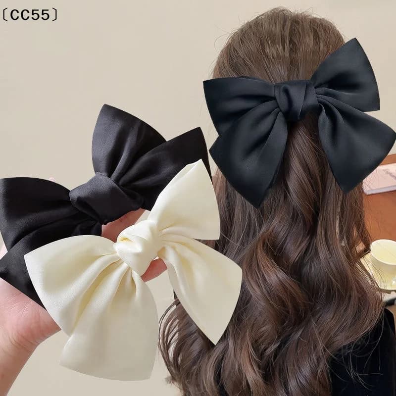 Fermaglio per capelli nero con fiocco grande, nuovo accessorio per capelli da donna, fermaglio autunnale〔CC55〕