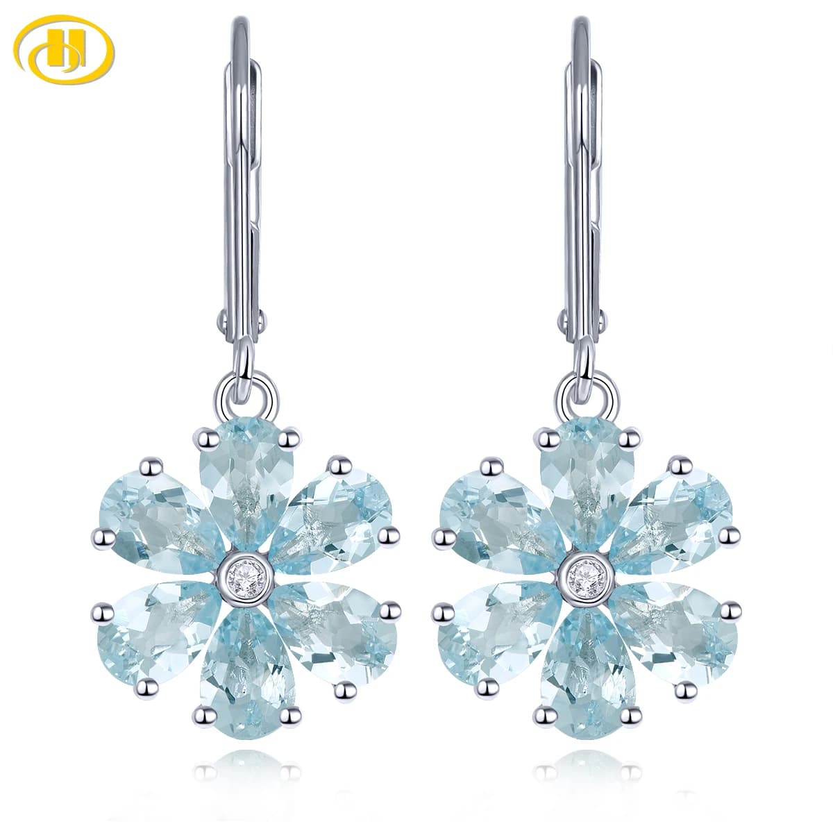 Orecchino a goccia in argento sterling massiccio con acquamarina naturale 3,9 carati, vera pietra preziosa azzurra, gioielli romantici, regali per le donne