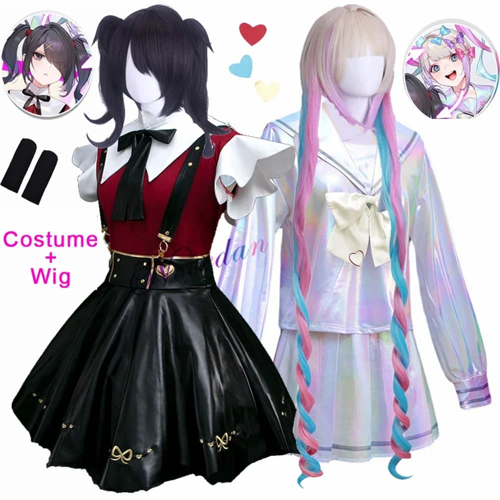 Anime Needy Girl Overdose Abyss KAngel Ame-chan Costume Cosplay Donna Ragazza JK Uniforme Gonna Abito Costume di Halloween Parrucca