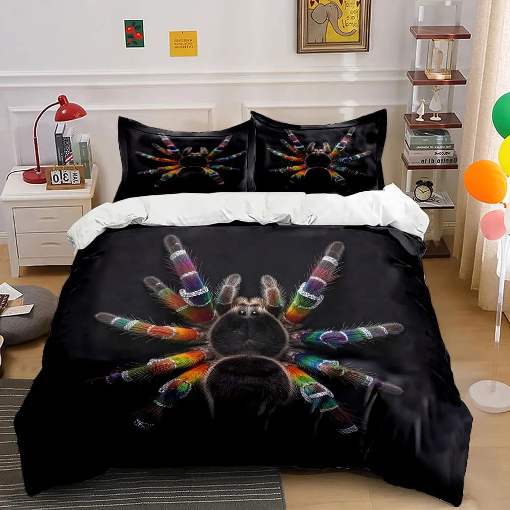 Stunning Rainbow Tarantula Duvet Cover Set with 3D Printing Design Soft Polyester Bedding Set All-Season Comfort for gifts