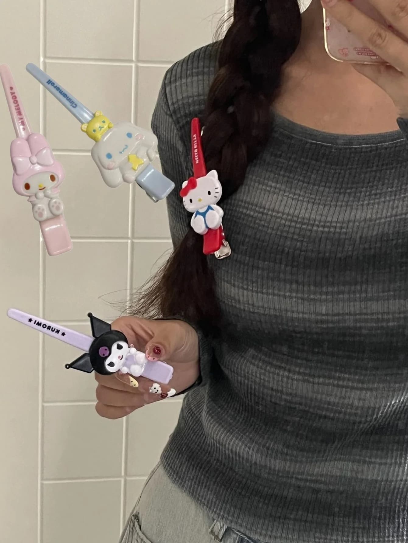1/2 Pieces Hair Clips HelloKitty My Melody Kuromi Cinnamoroll Y2K, Women's Hair Clips Accessories, Frangia Clips, Gifts