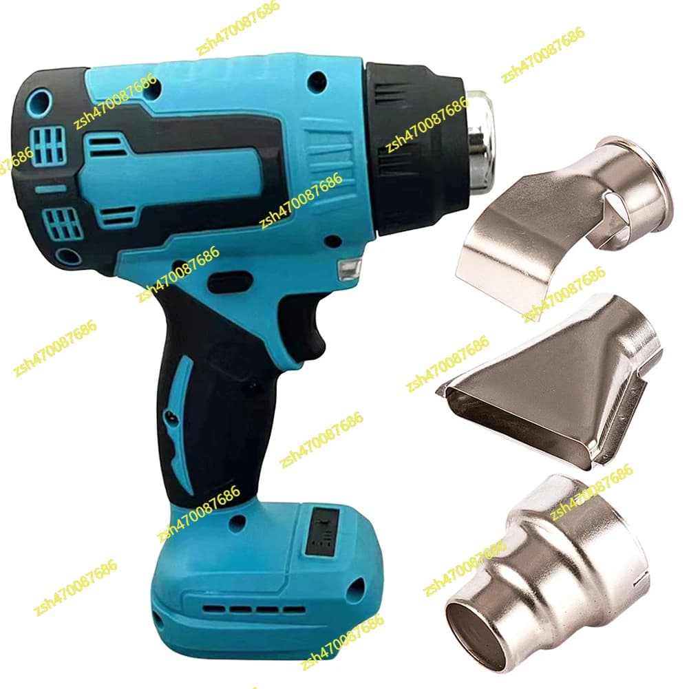Pistola ad aria calda elettrica portatile senza fili da 500 W con 3 ugelli Strumento di avvolgimento termoretraibile per riscaldamento ricaricabile per batteria Makita