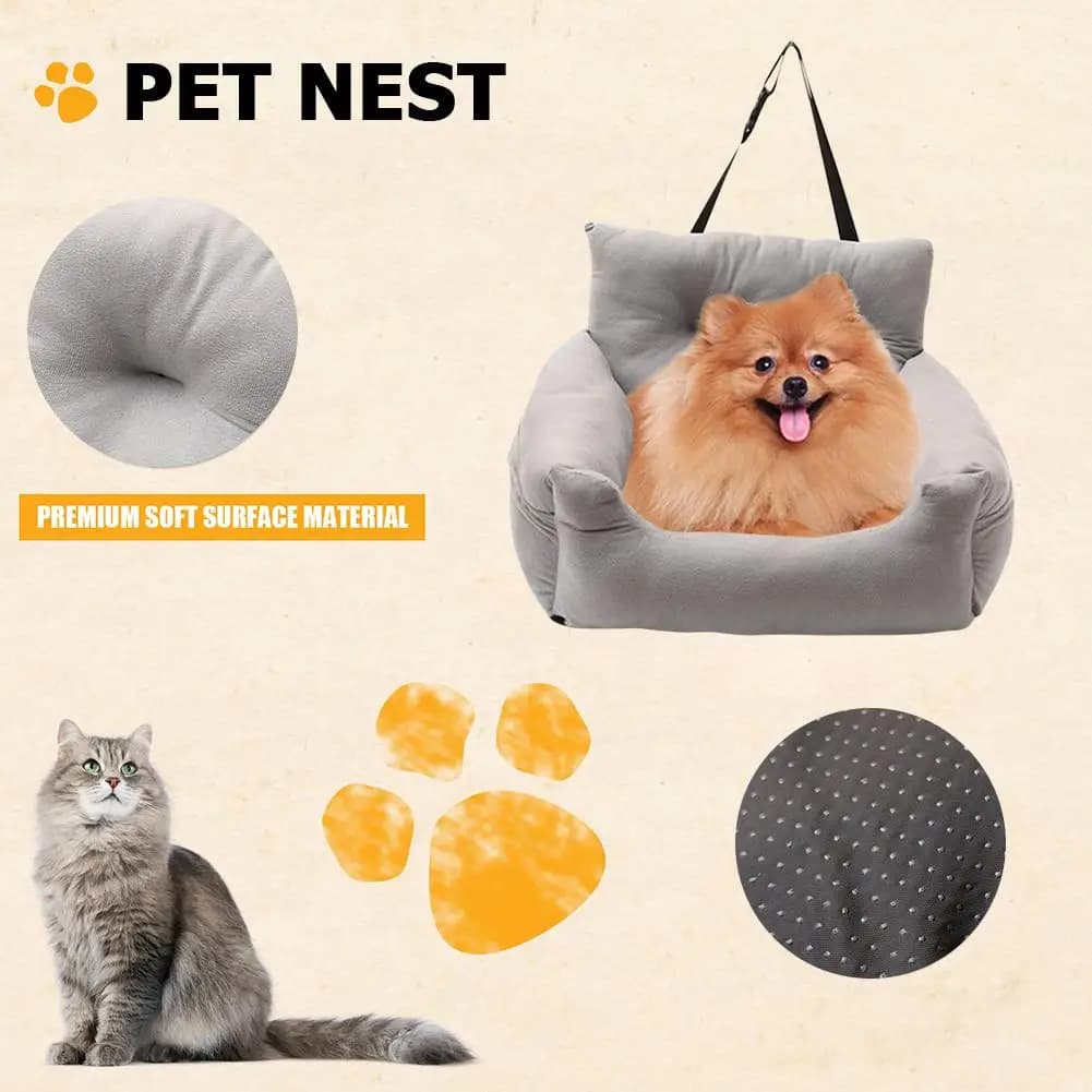 Seggiolino Auto per Cani, Borsa Trasportino per Cuccioli con Guinzaglio di Sicurezza, Sedile Rialzato Morbido Antiscivolo, Miglior Regalo per Viaggi all'Aperto