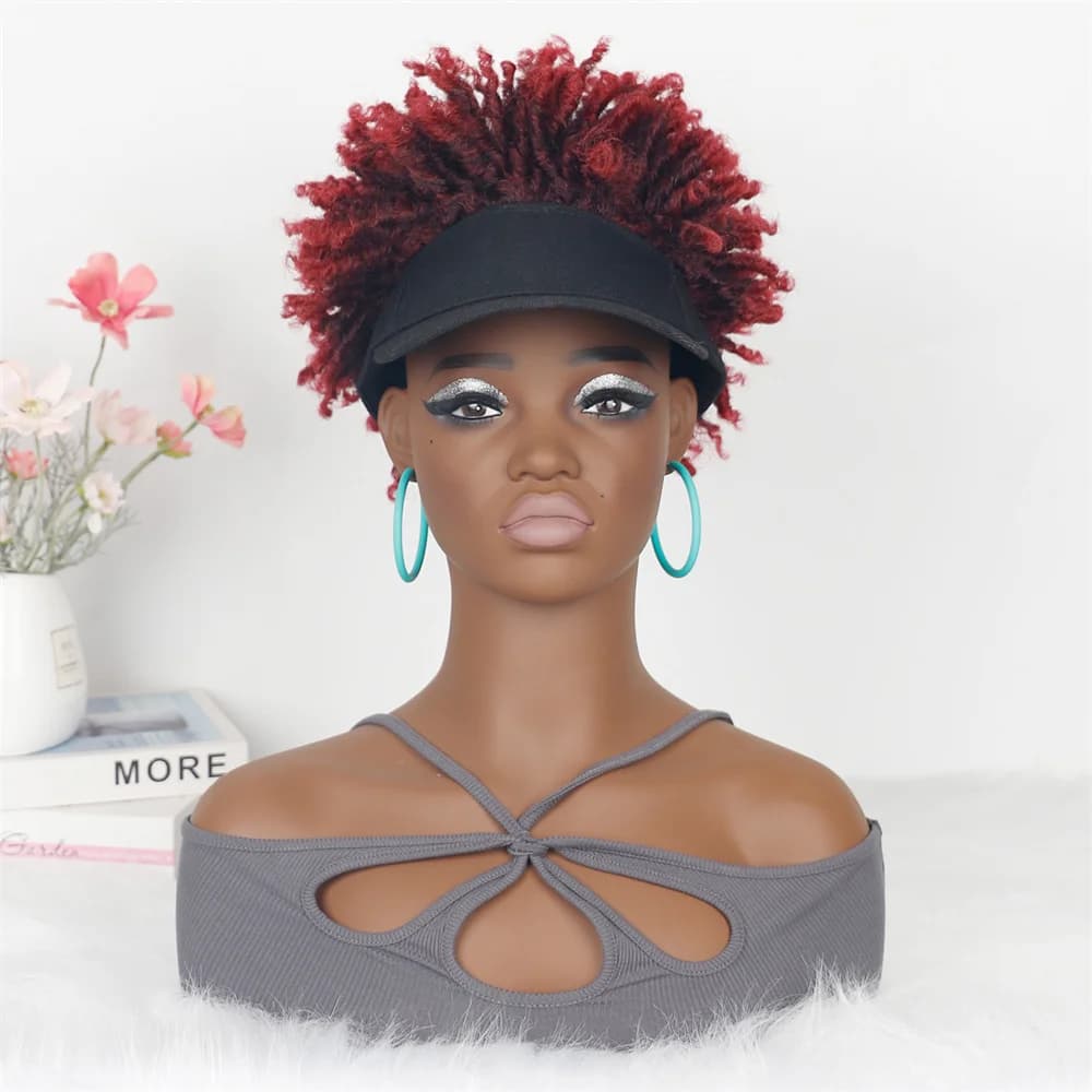 Berretto per parrucca corto riccio afro crespo sfuso con cappello incorporato Trecce all'uncinetto Easy Go Basso manutenzione elastico per donne nere