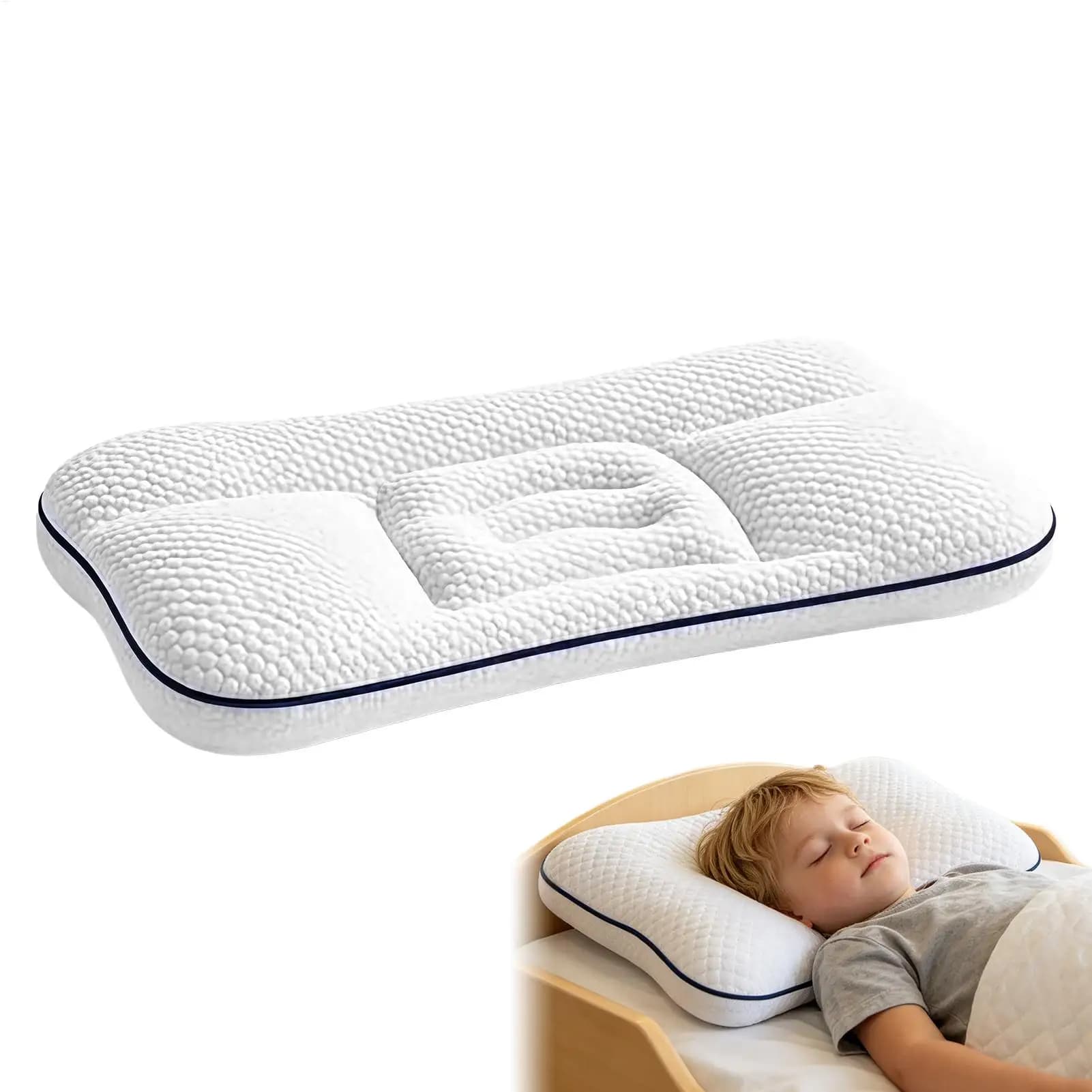 Double-Sided Breathable Kids Neck Support Pillow Comfort Sleeping Cushion For Boys Girls Home Apartment Daycare Car Airplane
