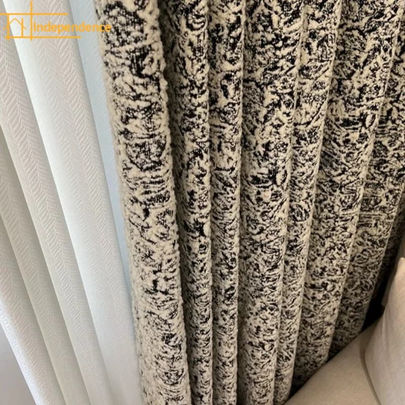 Black and White Chenille Jacquard Thickened Blackout Curtains for Bedroom Living Room French Window Customized Partition Curtain