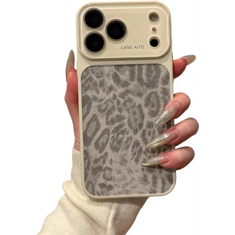 Phone case for iphone 17 16 15 14 13 pro max ,Crystal Camera Lens Protection Leopard Cheetah Print Compatible with iPhone Cases