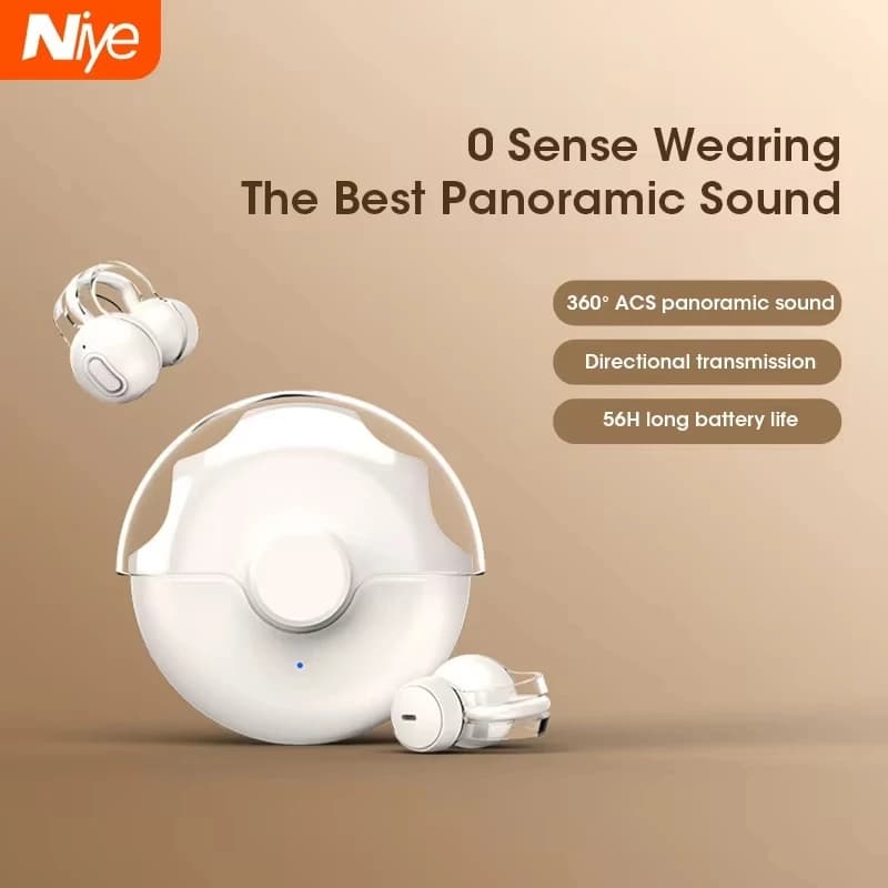 Bluetooth 5.3 Wireless HiFi Stereo with Hook for Eye and Microphone for Sport