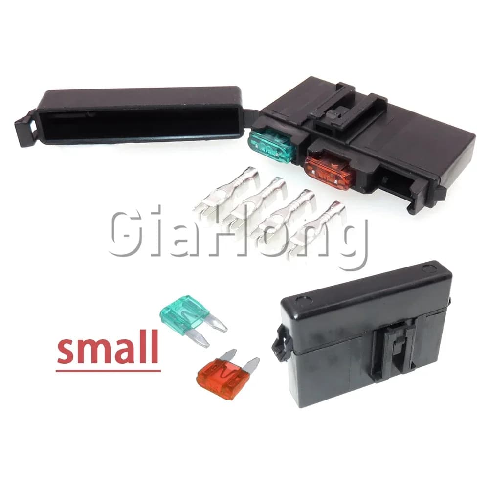Set di 2 Portafusibili in Linea Tipo Mini Blade AC, Scatola Fusibili Auto Compatta con Terminale