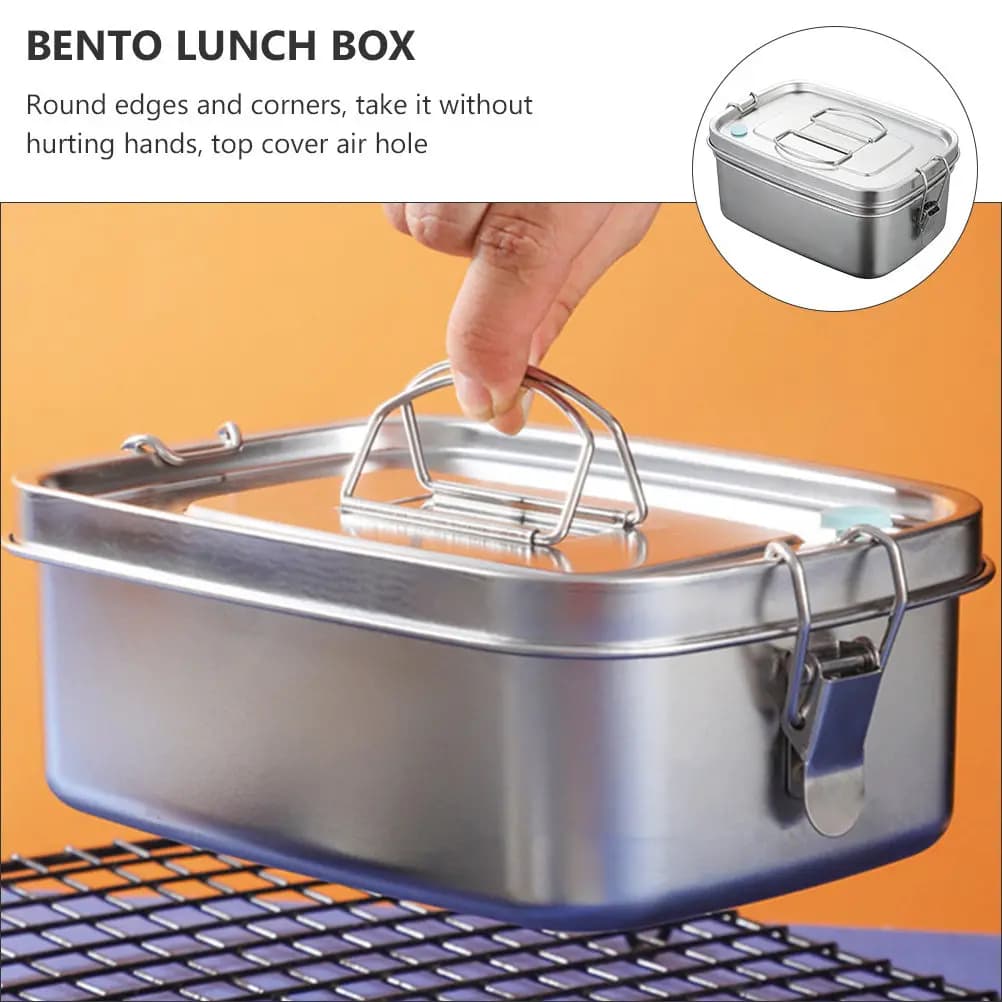 Contenitore per Pranzo in Acciaio Inox a Doppio Strato, Separatore di Odori, Sicuro per Alimenti, Resistente alla Ruggine, Pratico