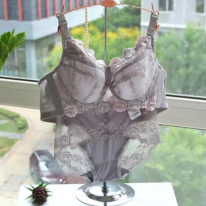 Plus Size Bra Panties Setst Brassiere Sexy Underwear Set B C D E F G H Cup Embroidery Women Lingerie Set Bras 38 40 42 44 46 48