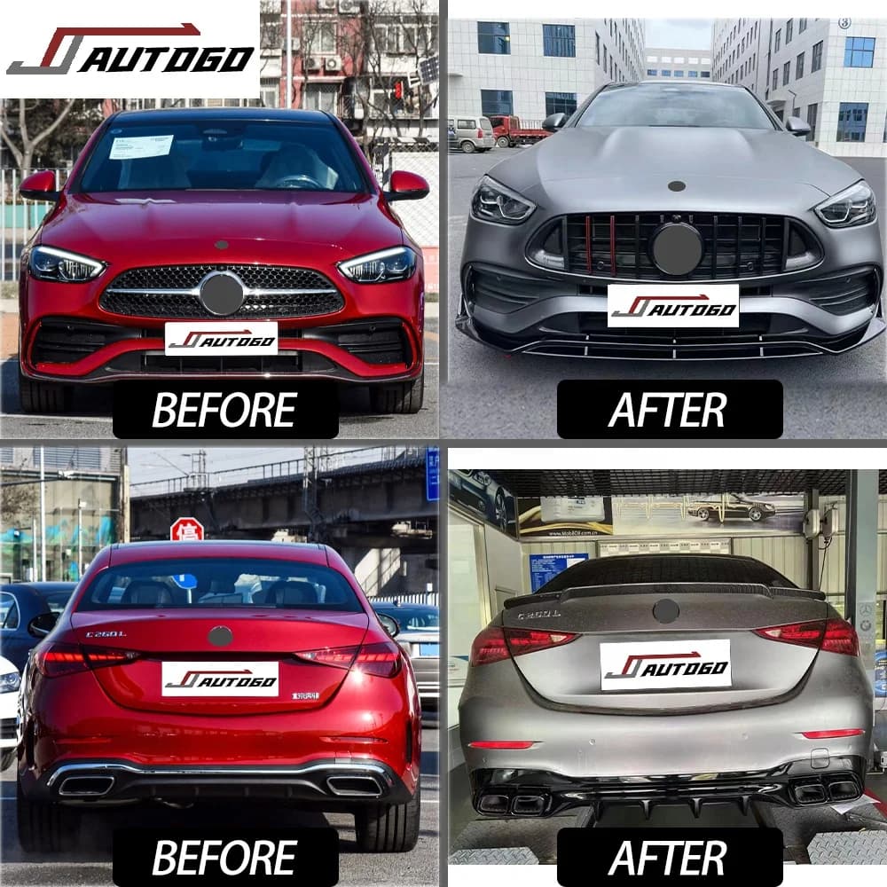 Modification For Benz W206 C-Class 2022+ Upgrade To AMG GT C63 C43 Grille Diffuser Rear Pipe B-Brabus Rocket Front Lip Spoiler