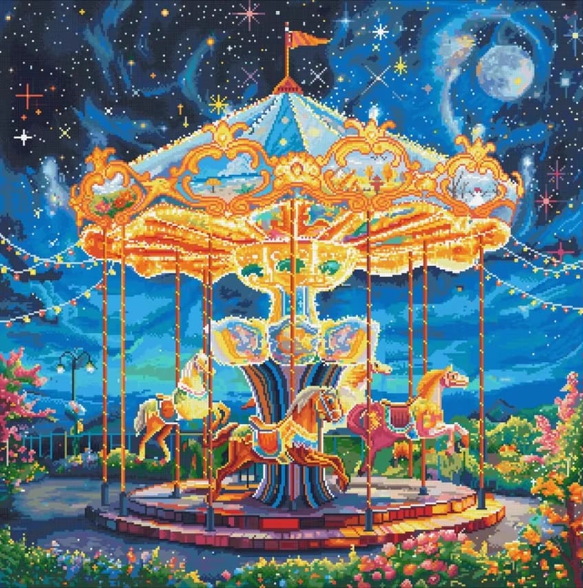 5D DIY Diamond Painting Magical Carousel Full Square With Drills for Adult Arts Crafts Diamond Home Decor Gift