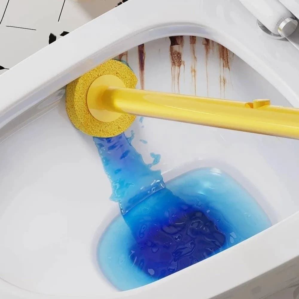 Spazzola Igienica Monouso per WC 360 ° Spazzola per la Pulizia con Testa in Spugna Sostituibile in Plastica, per Uso Domestico e Alberghiero