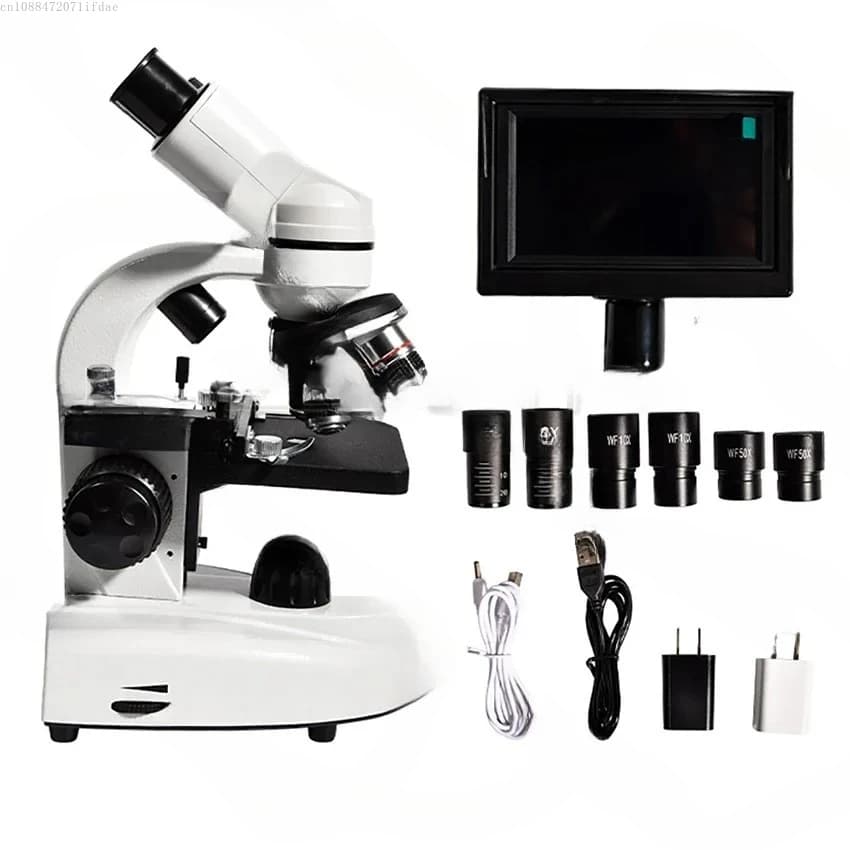 Microscopio composto da laboratorio digitale con microscopio biologico HD con zoom 30000X con oculari a campo ampio 10X e 50X per laboratorio