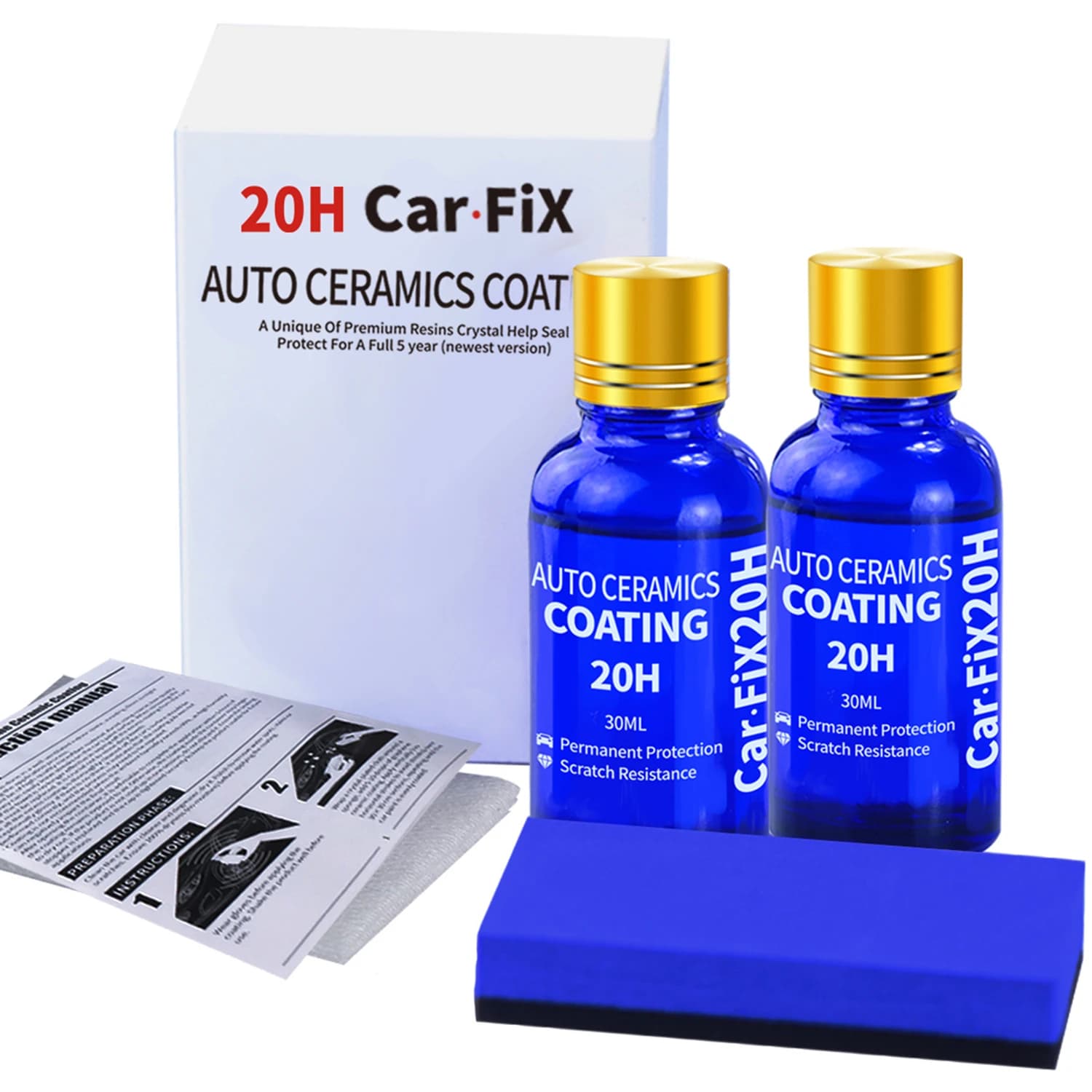 2 Pezzi Ceramica 20H per Lucidatura Auto, Rivestimento Ceramico Liquido Idrofobico, Protezione Vernice, Cura Anti-graffio, Cera Auto