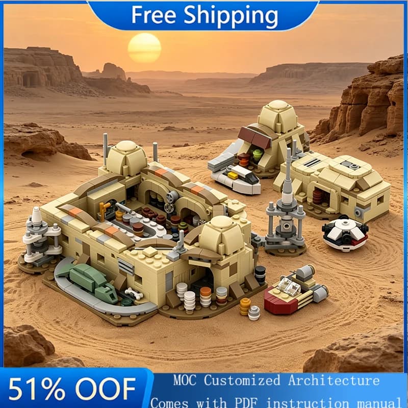New 865 Parts MOC Star Battle Series Tavern Model Building Blocks Brick Creative Assembly Educational Birthday Gift For Children