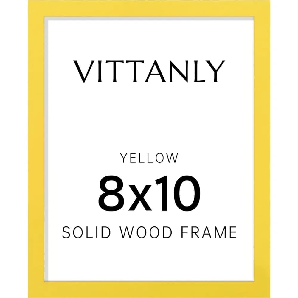 8x10 Picture Frame, Solid Wood Frame with Plexiglass, Includes 5x7 Mat, Wall Hanging or Tabletop for Home Decor, Yellow, 1 Pack