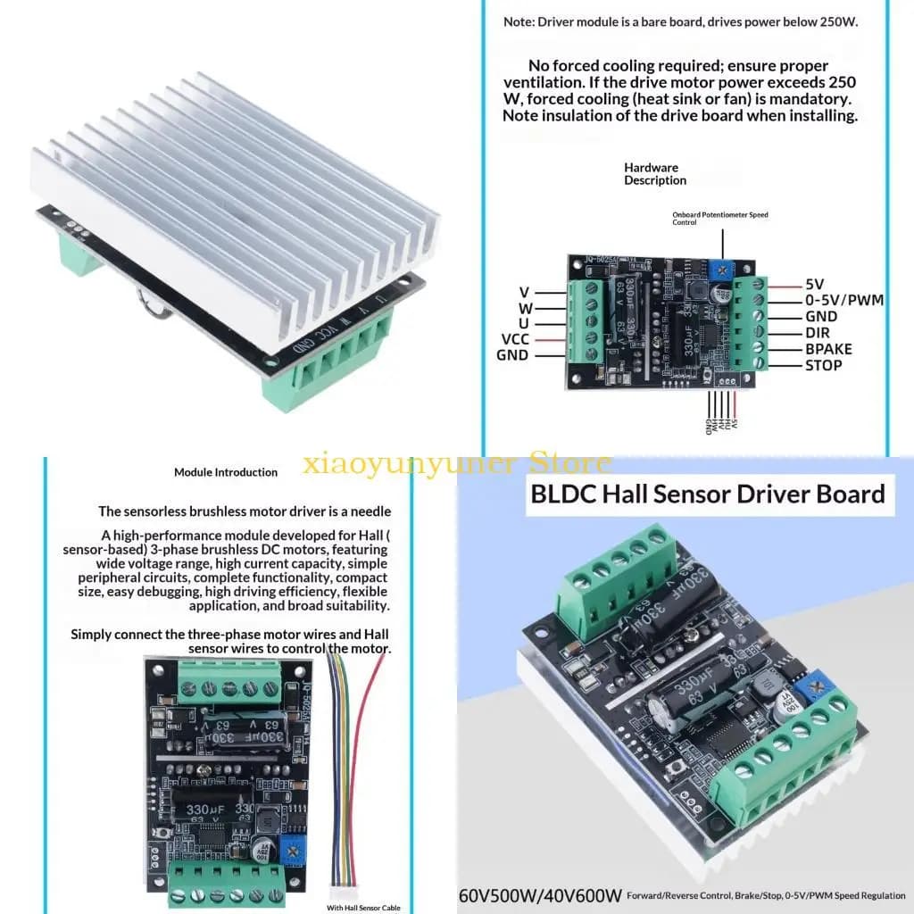 P9JB 60V 500W BLDC motor driver card for Hall sensors Brushless motor PLC control analog PWM control 3D printing