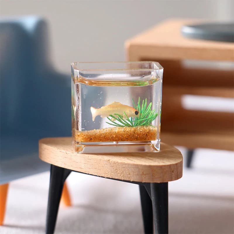 1pc casa delle bambole in miniatura serbatoio di pesce in vetro ciotola acquario casa delle bambole ornamento per la casa giocattoli per la decorazione della casa delle bambole