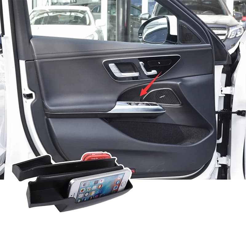 Auto Porta Anteriore Scatola di Immagazzinaggio Organizzatore Vassoio Maniglia Della Porta Tasca Inserto Per Mercedes Benz Classe E W214 2024 2025 Porta Barile di Stoccaggio