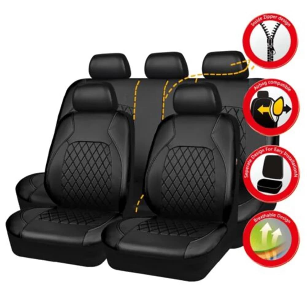 Set di coprisedili per auto universale Cuscino per veicolo in pelle PU Cuscinetto protettivo completamente circondato Antigraffio per camion pick-up berlina Suv