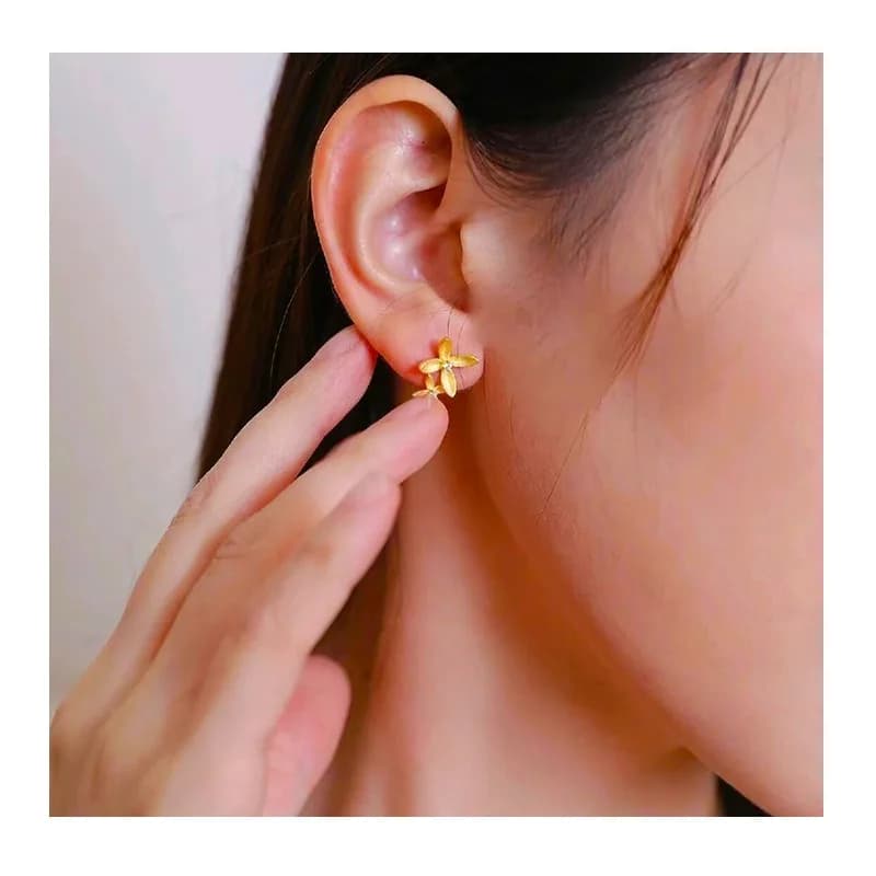 New Asymmetric Gold Flower Stud Earrings for Women's Light Luxury Temperament Zircon Flower Earrings for Women's Gifts