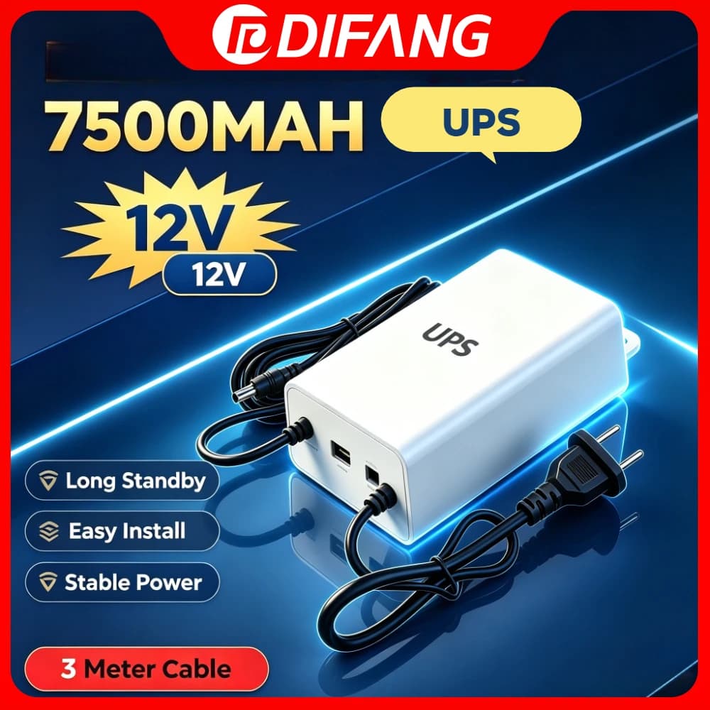 Battery UPS Power Adapter 7500mAH Battery Backup DC12V 2A Power For CCTV Security Camera Power Outage Continuity System