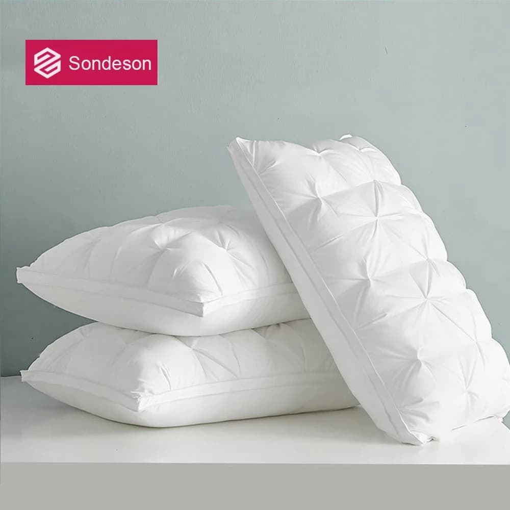 Sondeson Luxury White 100% Piuma d'oca Cuscino a prova di piume Queen King Biancheria da letto in cotone 100% Stile 3D Rettangolo Cuscini per biancheria da letto invernale