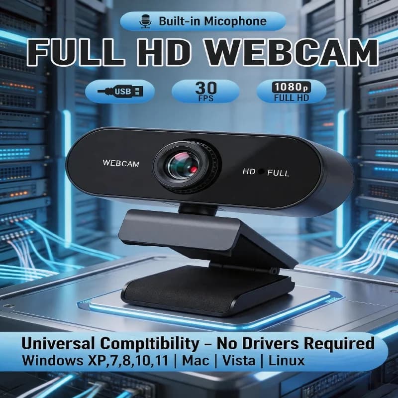 La mini webcam HD 1080P con interfaccia USB per microfono supporta computer desktop e laptop per videochiamate e conferenze in diretta