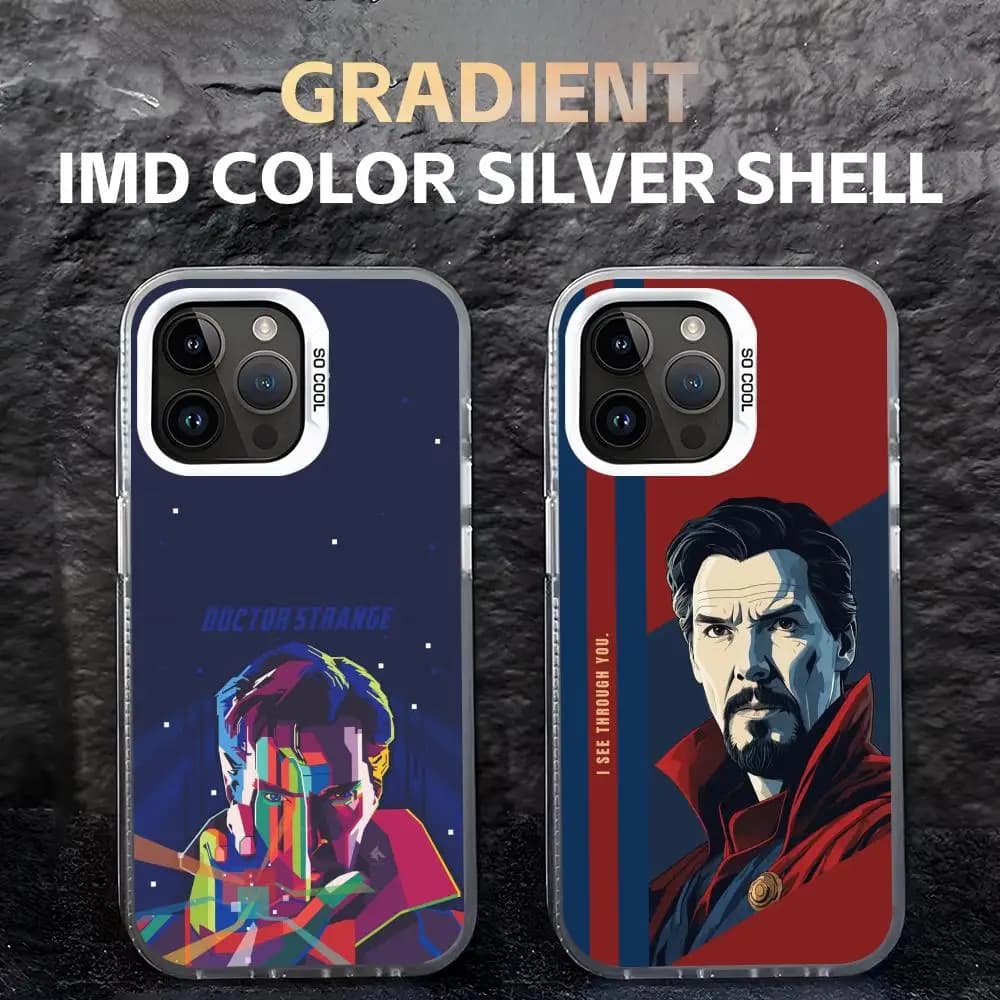 Custodia per telefono Marvel Doctor Strange con gradiente IMD colorato e argento per iPhone 17 Air 16 15 14 13 12 11 Pro Max