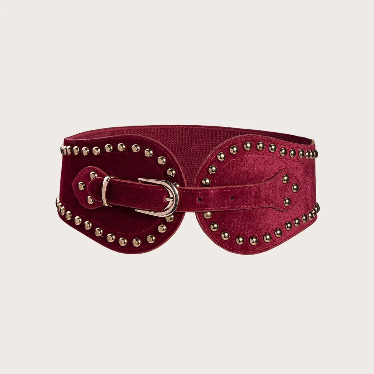 Moda donna PU con fibbia in velluto Cintura elastica regolabile ampia in vita Cinture in pelle nera rossa